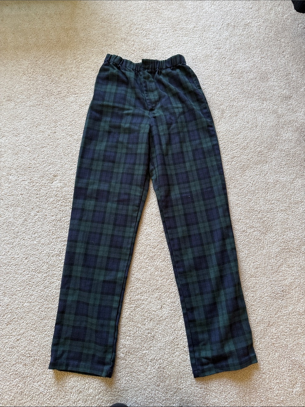 Brandy Melville Green & Navy Plaid Elastic Waist Pants